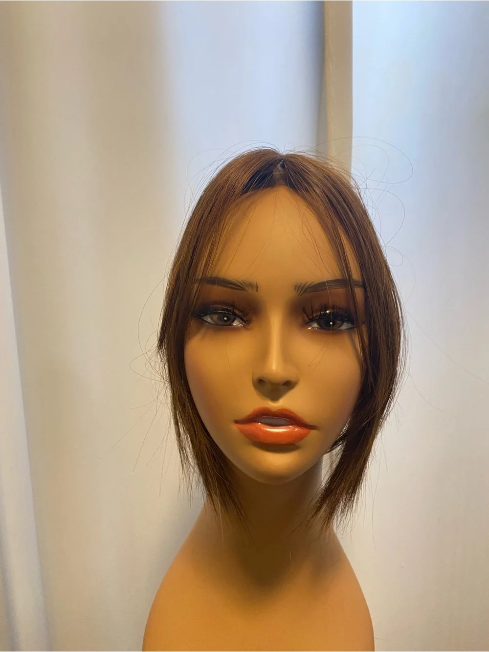 💯 Human Hair Brown /Golden Highlights 10” Long Topper- Natural Look